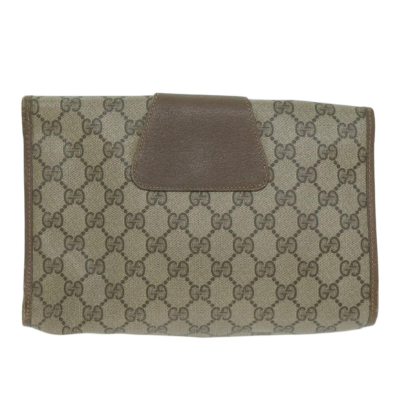 GUCCI GG Supreme Web Sherry Line Clutch Bag PVC Beige 89 01 030 Auth 65174 - Picture 2 of 16